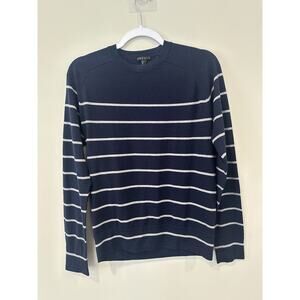 Theory Women Preppy Striped 100% Wool Crewneck Sweater Size Small 2220